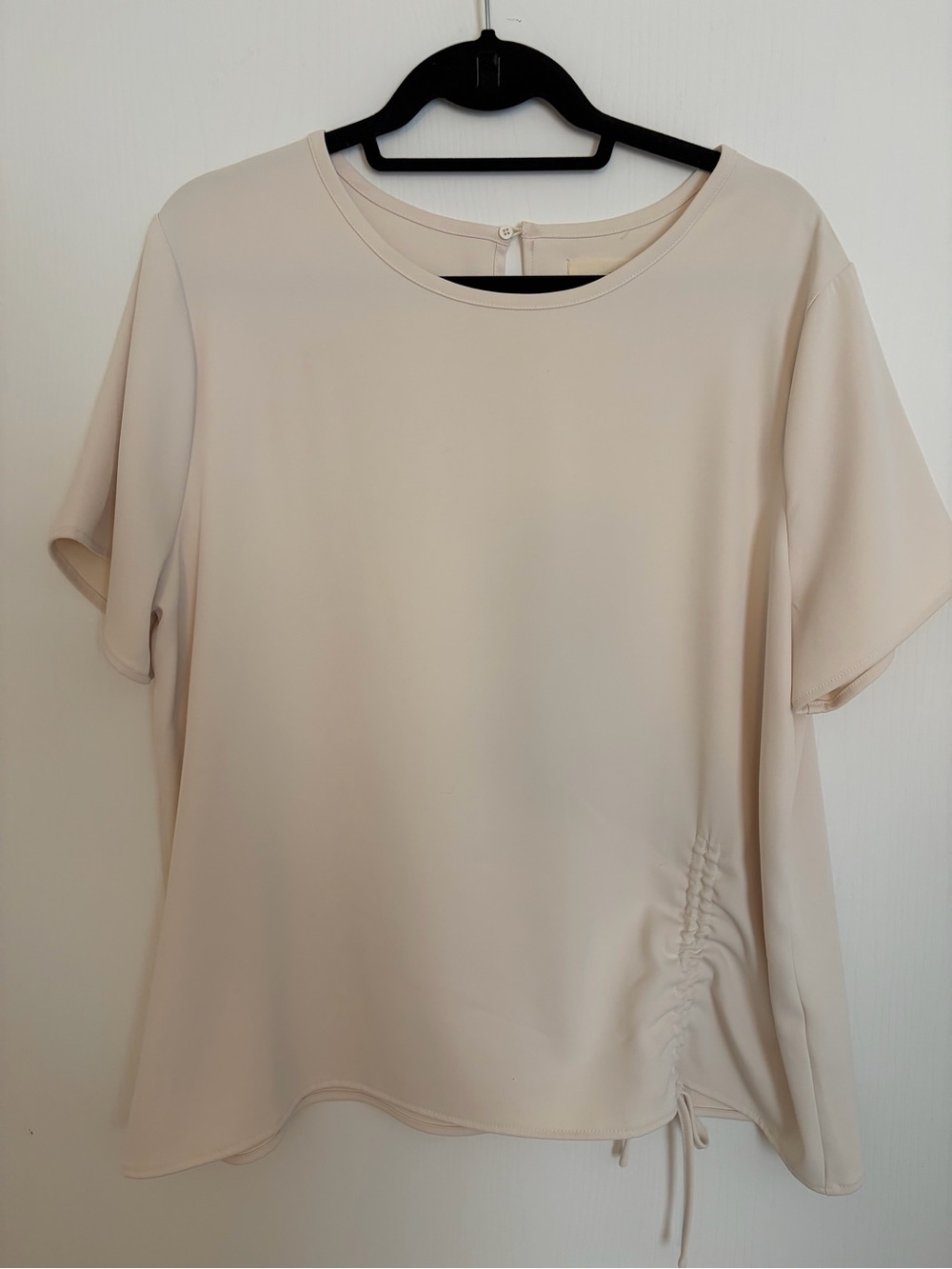 MELLODAY Cream Short Sleeve Drawstring Hem Tee